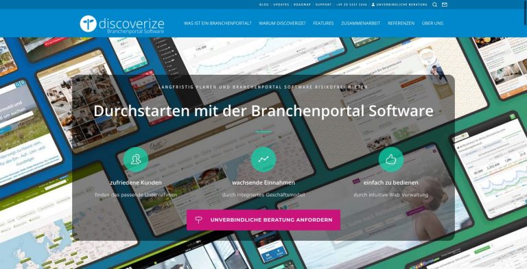 Discoverize Branchenportal Software created with Blade