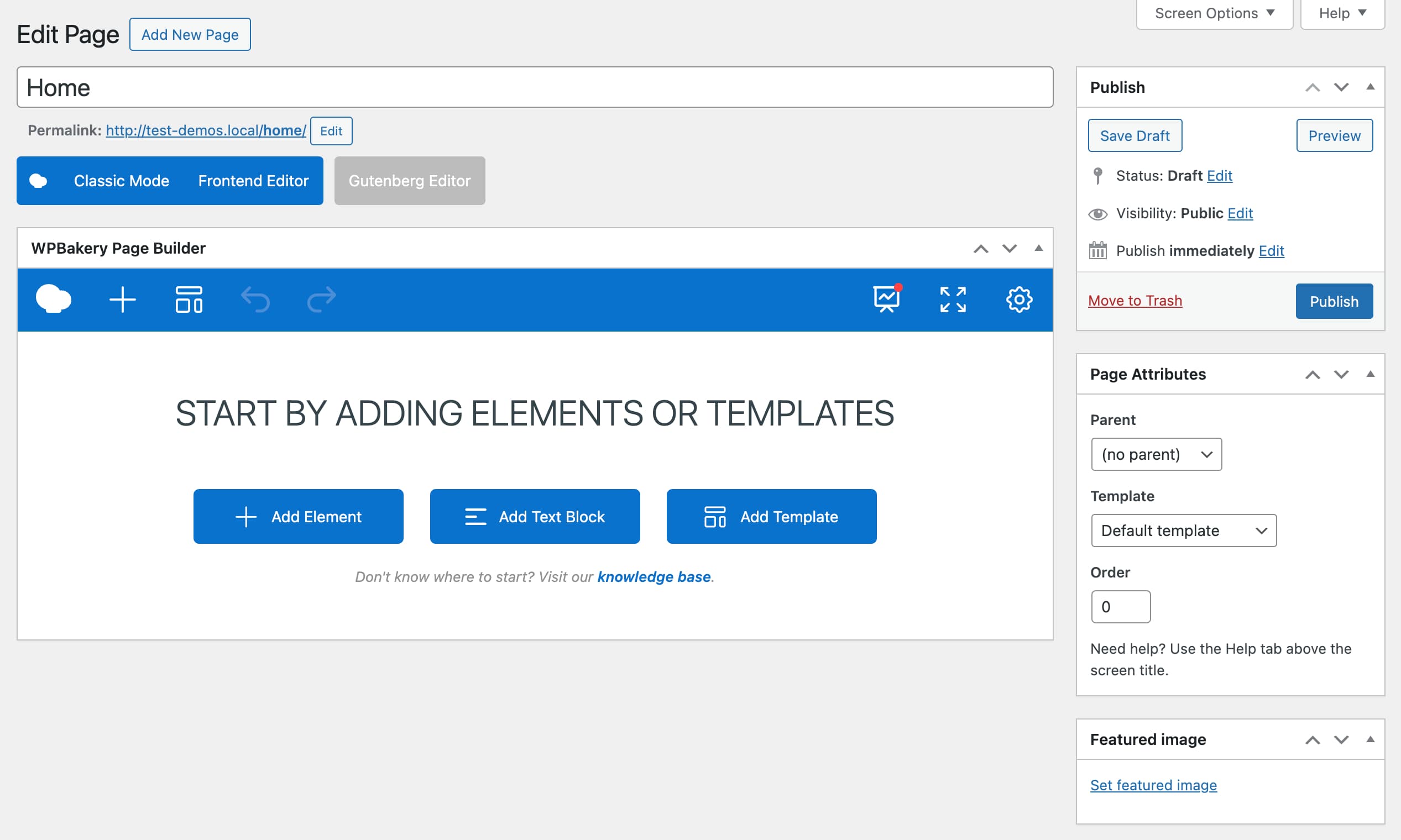 WPBakery interface