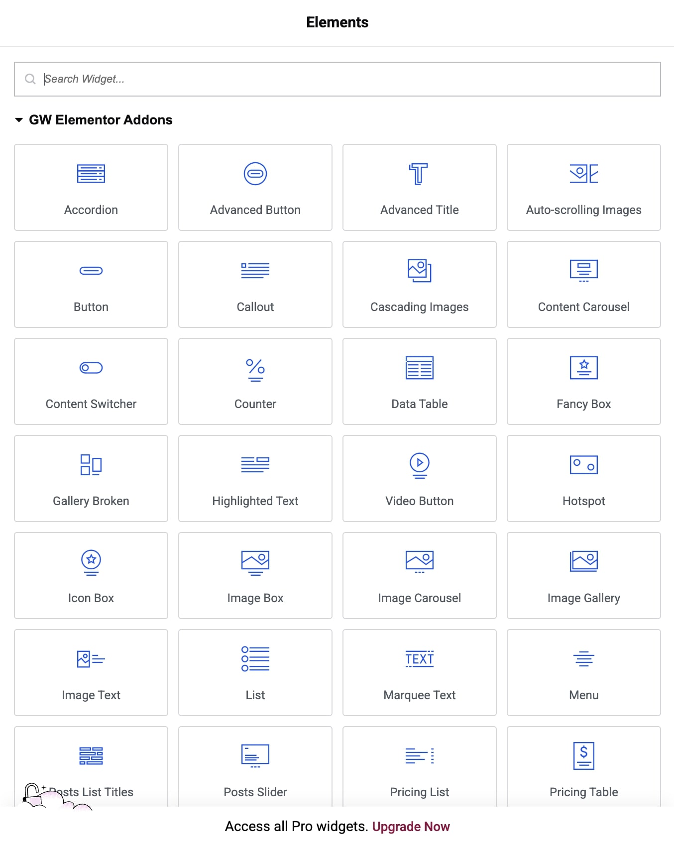 GW Elementor Addons widgets